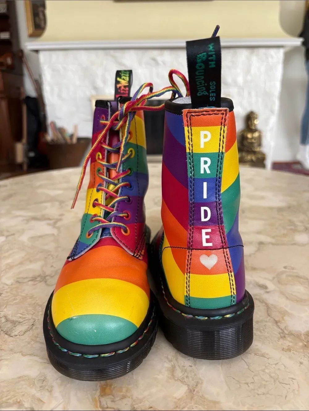 Dr. Martens 1460 Pride Multi Rainbow 🌈 Backhand Stripe 8-Eyelet Combat Boots - Picture 5 of 13